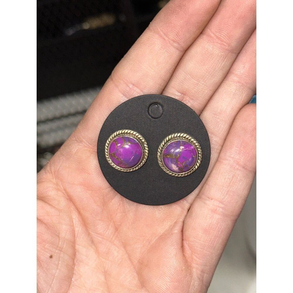 Purple Turquoise .925 Sterling Silver Earrings